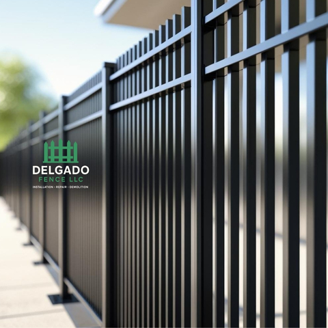 Black aluminum fence modern style